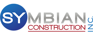 Symbian-logo-light Symbian Construction Inc. logo with "SY" in a blue circle, "MBIAN" in gray text, "CONSTRUCTION" in red, and "INC." in blue along the right side.
